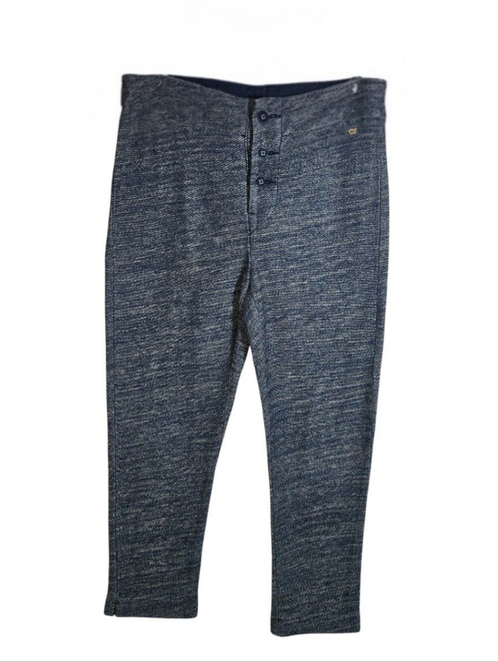 45rpm/45R Womens Vintage Indigo Blue CottonTweed Button Fly Hi-Rise Ankle Pant M